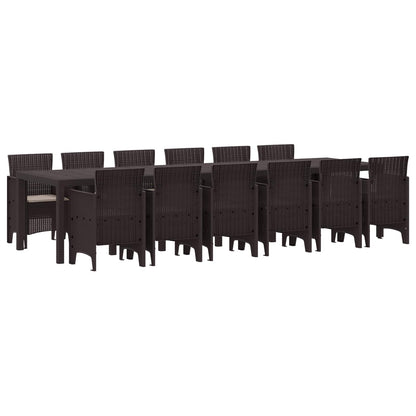 Garten Essgruppe 13 pcs Braun Polt Rattan