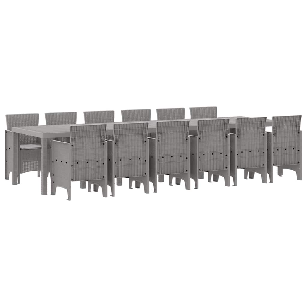 Garten Essgruppe 13 pcs Hellgrau Polt Rattan