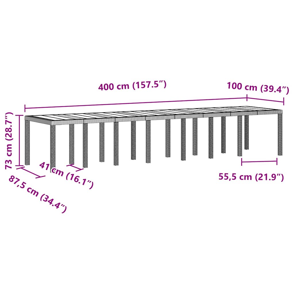 Garten-Esszimmergarnitur mit Kissen 15 pcs Hellgrau PP