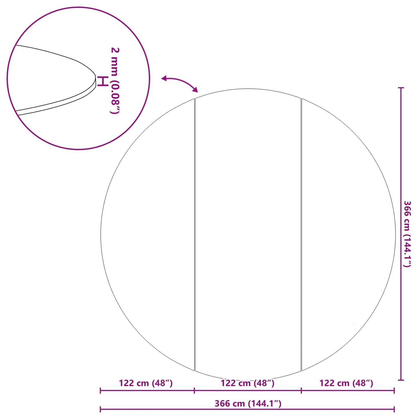 Bodenfolie für Pools Schwarz Ø 366 cm Vliesstoff