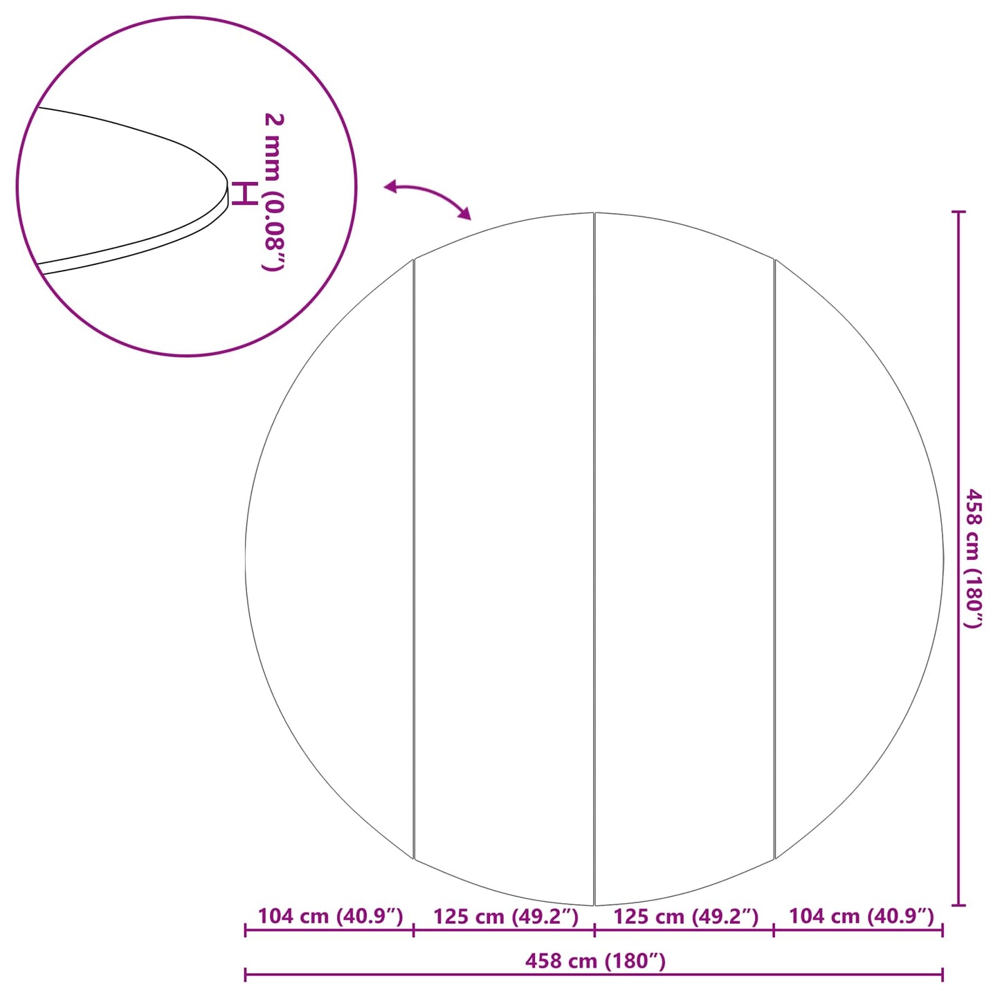 Bodenfolie für Pools Schwarz Ø 458 cm Vliesstoff