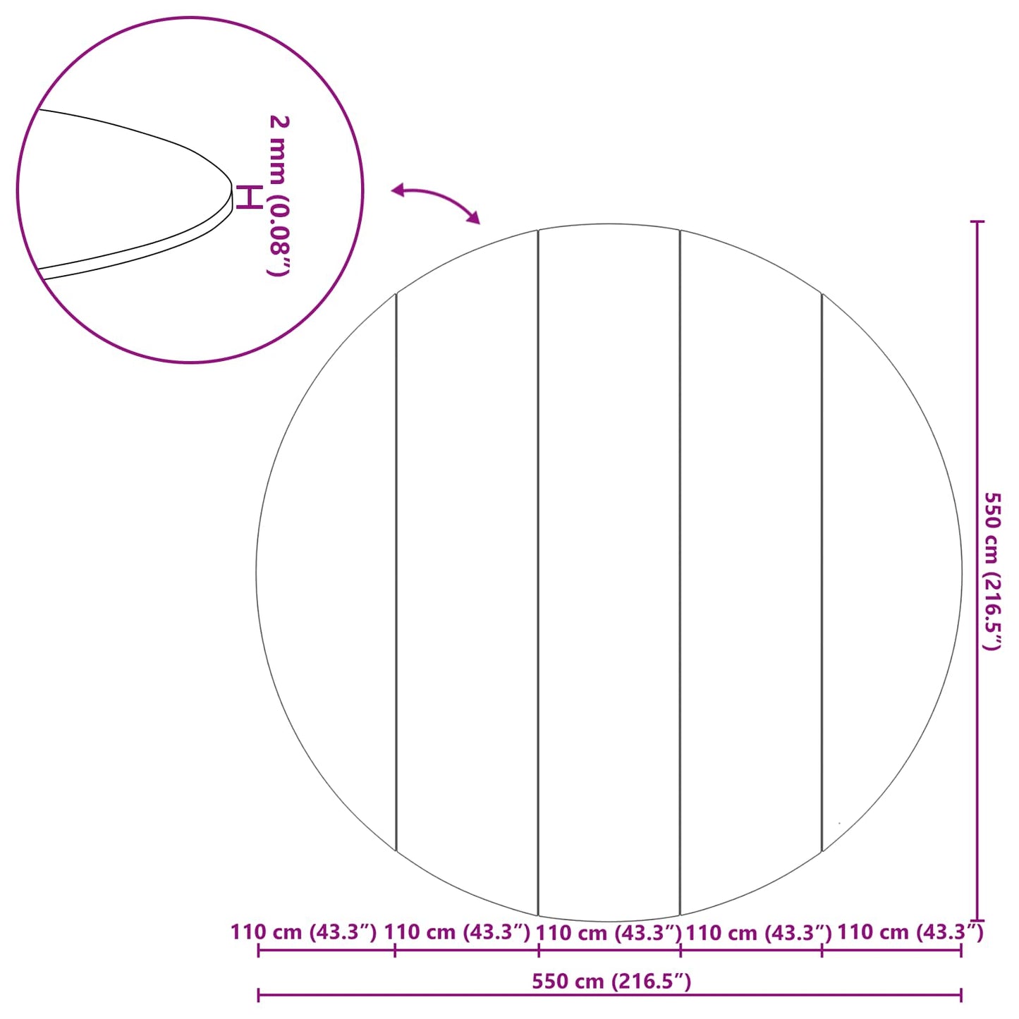Bodenfolie für Pools Schwarz Ø 550 cm Vliesstoff