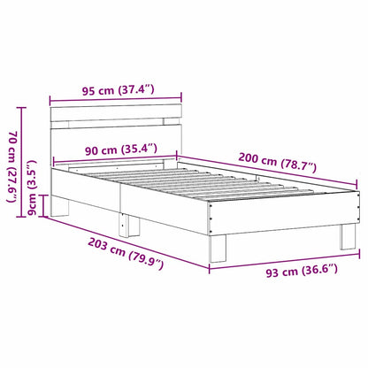Bettrahmen Artisan-Eiche 203 x 95 x 70 cm Holzwerkstoff