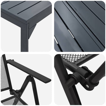 Garten Essgruppe 9 pcs Anthrazit Pulverbeschichteter Stahl