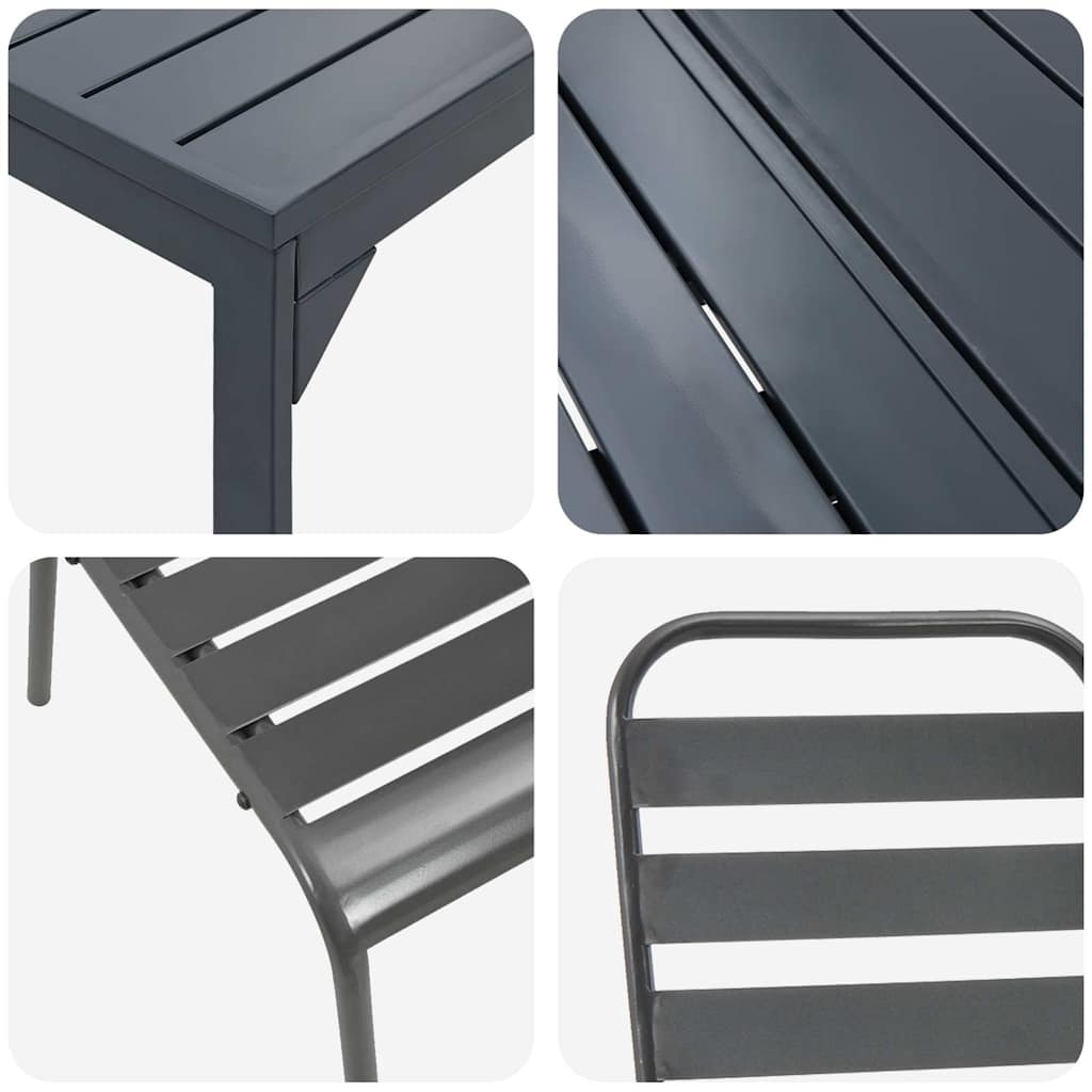 Garten Essgruppe 7 pcs Anthrazit Pulverbeschichteter Stahl