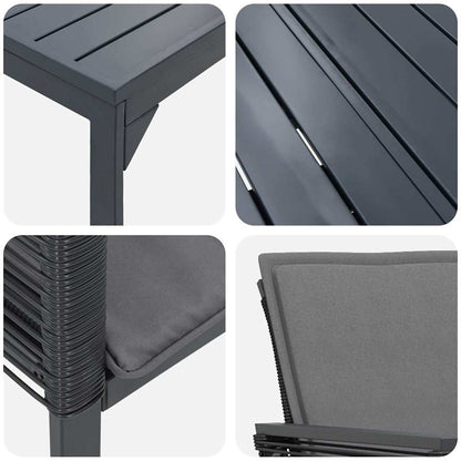 Garten Essgruppe 7 pcs Anthrazit Poly-Rattan