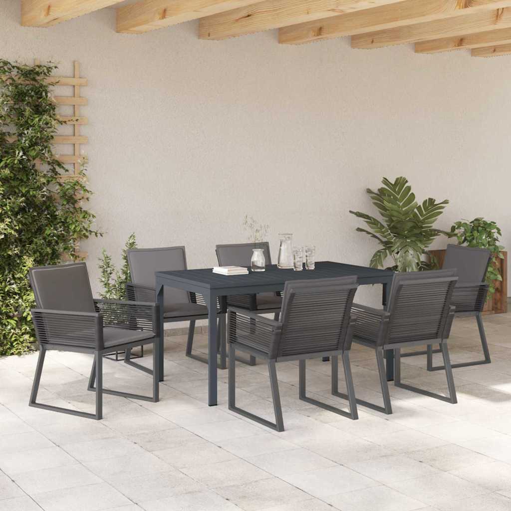 Garten Essgruppe 7 pcs Anthrazit Poly-Rattan