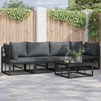 Gartensofa-set 5 pcs Schwarz Metall