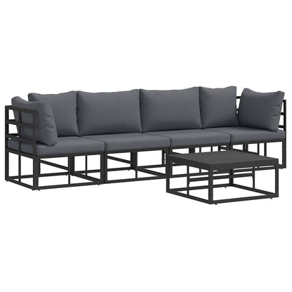 Gartensofa-set 5 pcs Schwarz Metall
