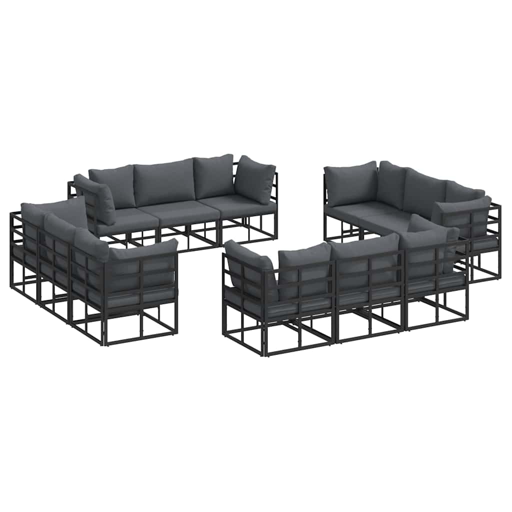 Gartensofa-set 12 pcs Schwarz Metall