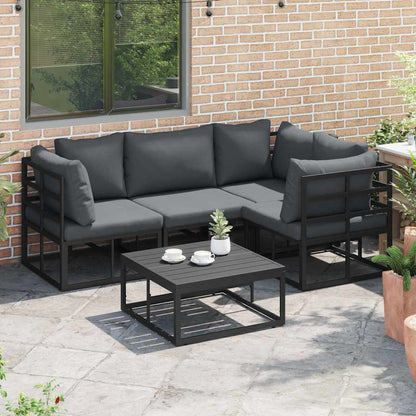Gartensofa-set mit Kissen 4 pcs Schwarz Aluminium