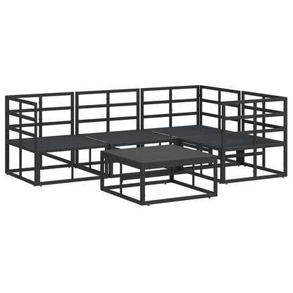Gartensofa-set mit Kissen 5 pcs Schwarz Aluminium
