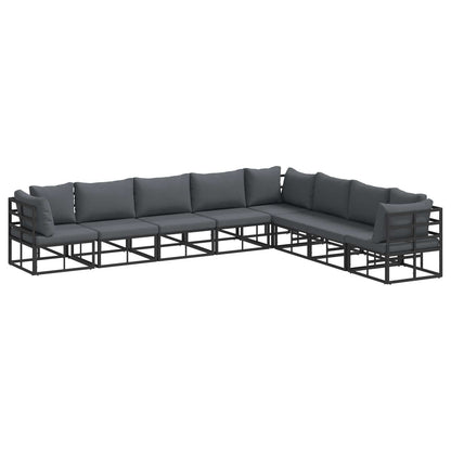 Gartensofa-set mit Kissen 8 pcs Schwarz Aluminium