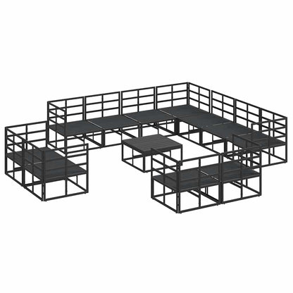 Gartensofa-set mit Kissen 12 pcs Schwarz Aluminium