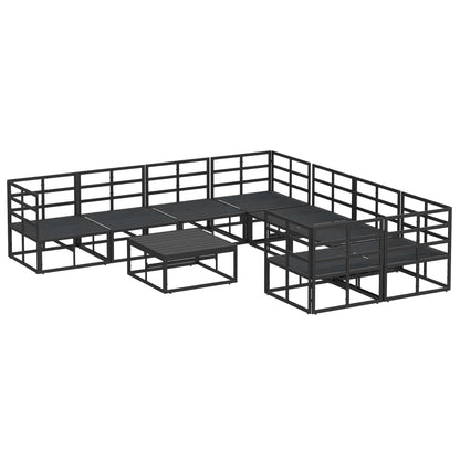 Gartensofa-set mit Kissen 9 pcs Schwarz Stahl