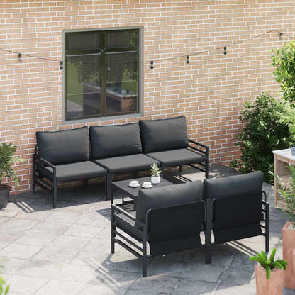 Gartensofa-set mit Kissen 6 pcs Schwarz Stahl