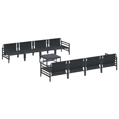Gartensofa-set mit Kissen 9 pcs Schwarz Stahl