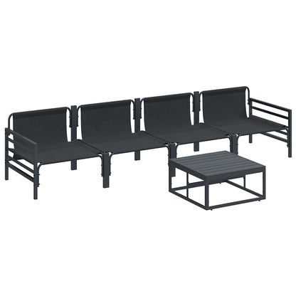 Gartensofa-set mit Kissen 5 pcs Schwarz Stahl