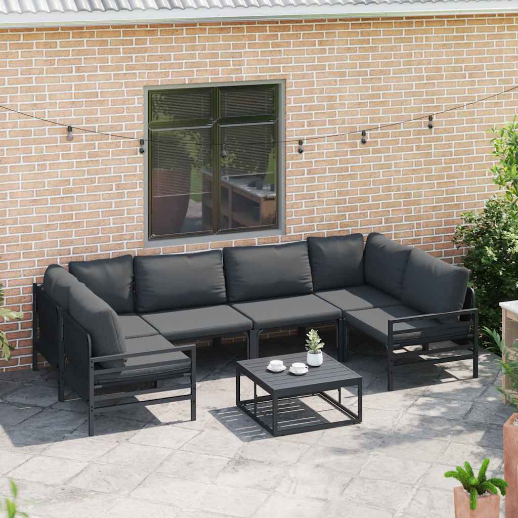 Gartensofa-set mit Kissen 6 pcs Schwarz Stahl