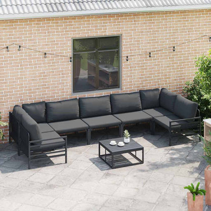 Gartensofa-set mit Kissen 8 pcs Schwarz Stahl