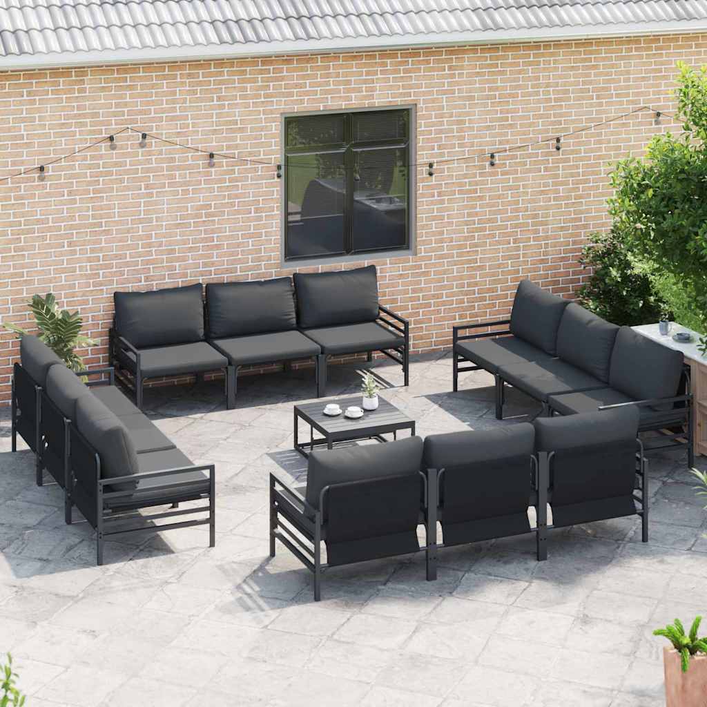 Gartensofa-set mit Kissen 12 pcs Schwarz Stahl