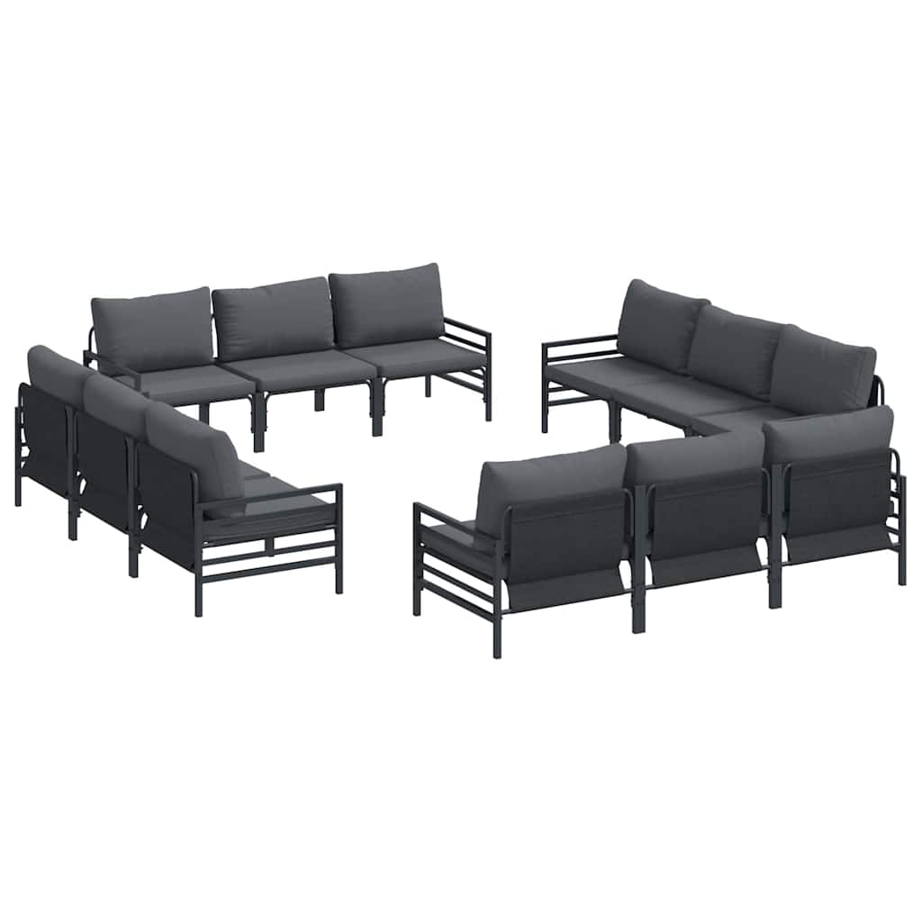 Gartensofa-set mit Kissen 12 pcs Schwarz Stahl