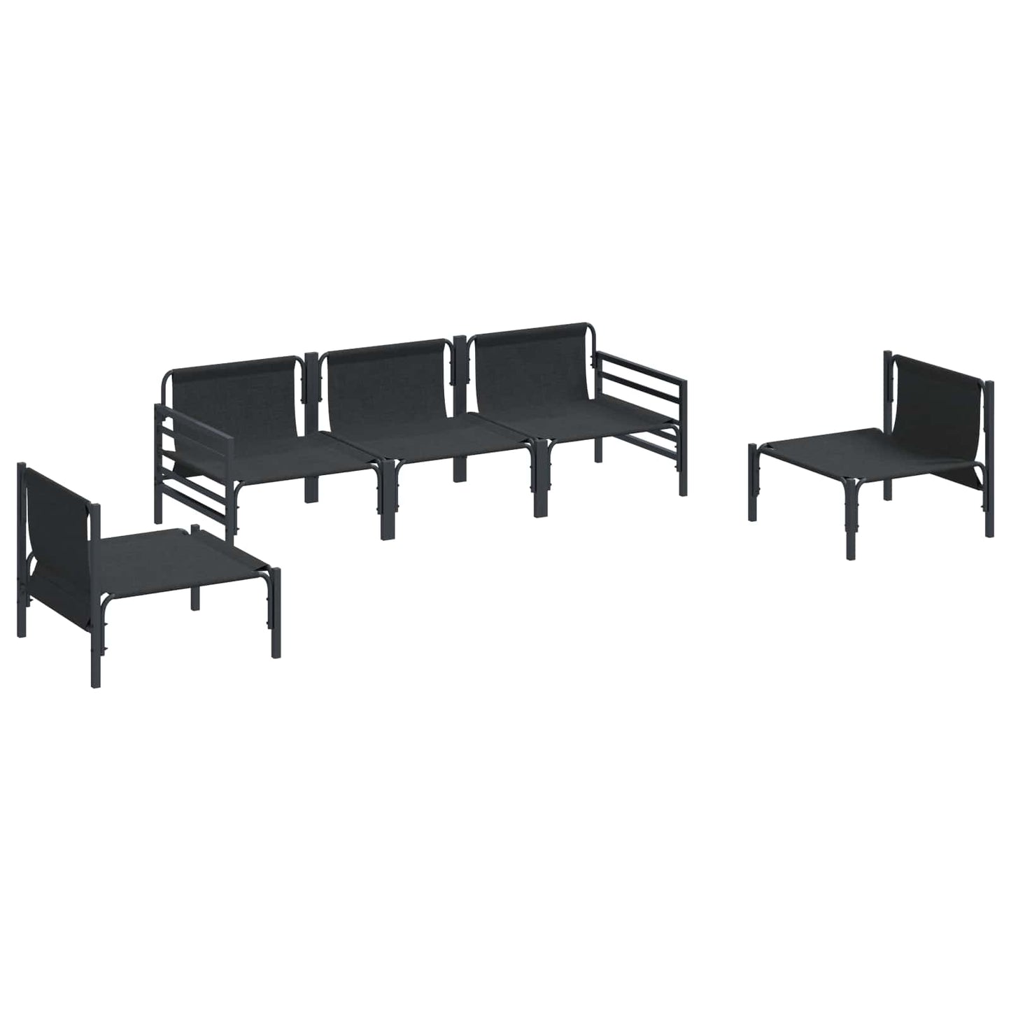 Gartensofa-set mit Kissen 5 pcs Schwarz Stahl