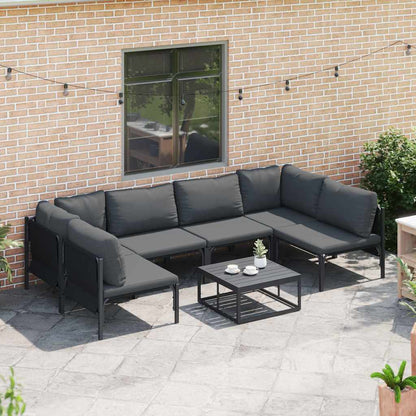 Gartensofa-set mit Kissen 6 pcs Schwarz Stahl
