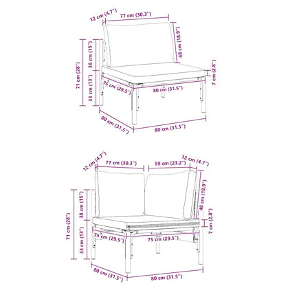 Gartensofa-set mit Kissen 6 pcs Schwarz Stahl