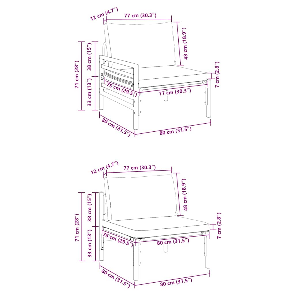 Gartensofa-set mit Kissen 8 pcs Schwarz Stahl