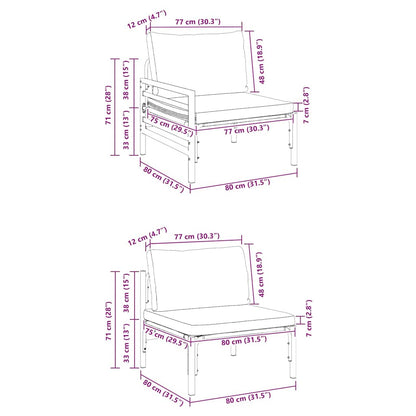 Gartensofa-set mit Kissen 8 pcs Schwarz Stahl