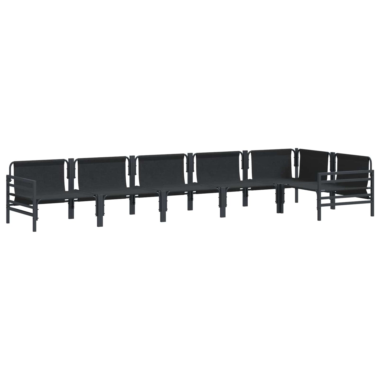 Gartensofa-set mit Kissen 6 pcs Schwarz Stahl