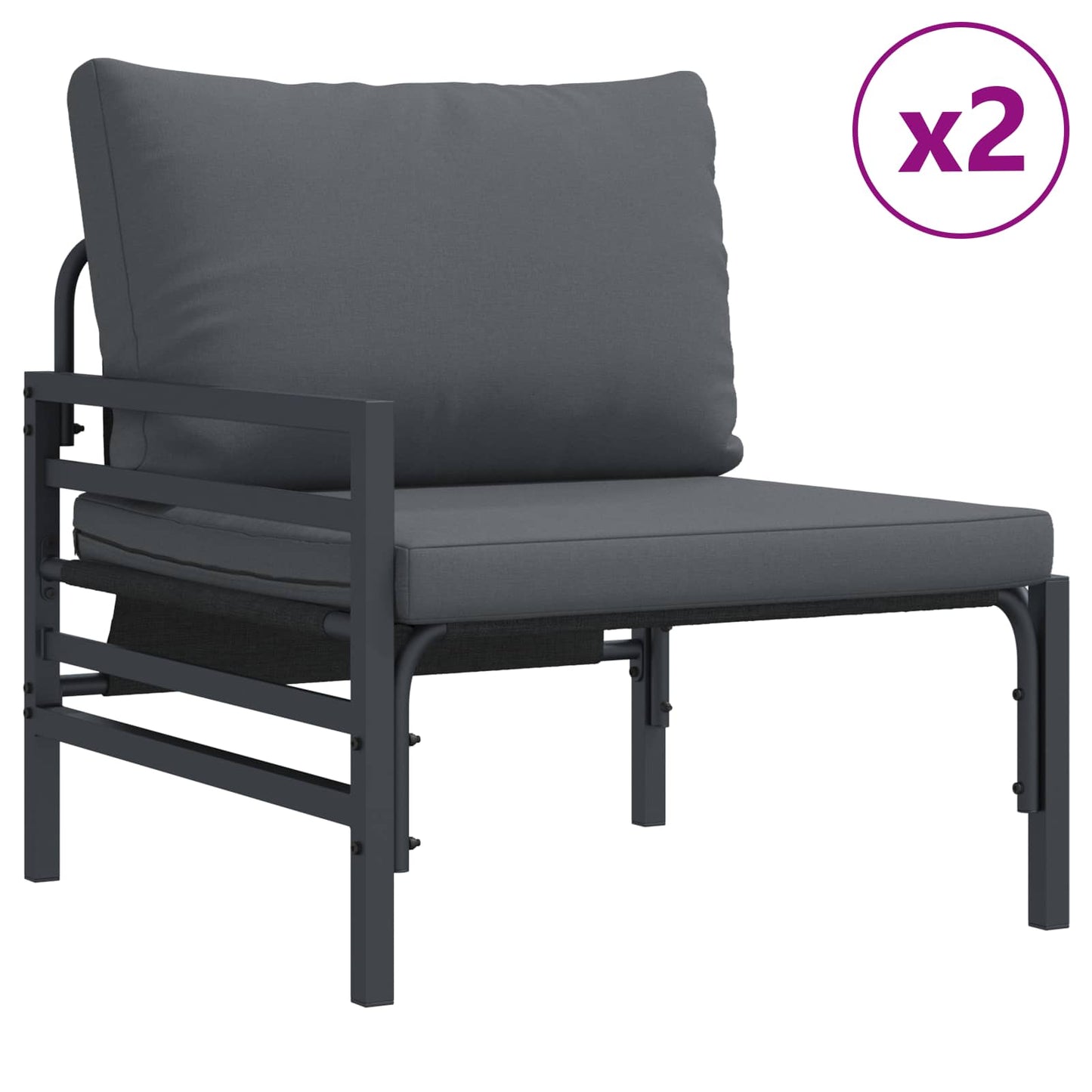 Gartensofa-set mit Kissen 6 pcs Schwarz Stahl