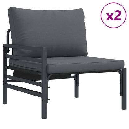 Gartensofa-set mit Kissen 6 pcs Schwarz Stahl