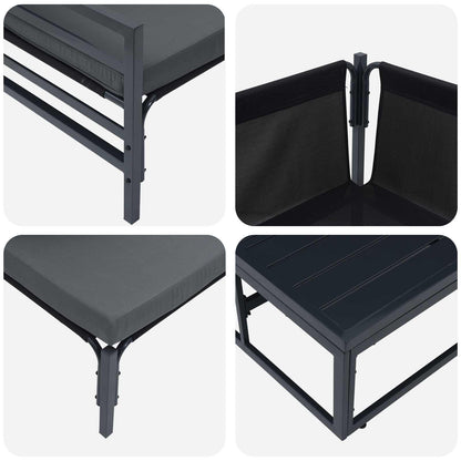 Gartensofa-set mit Kissen 7 pcs Schwarz Stahl