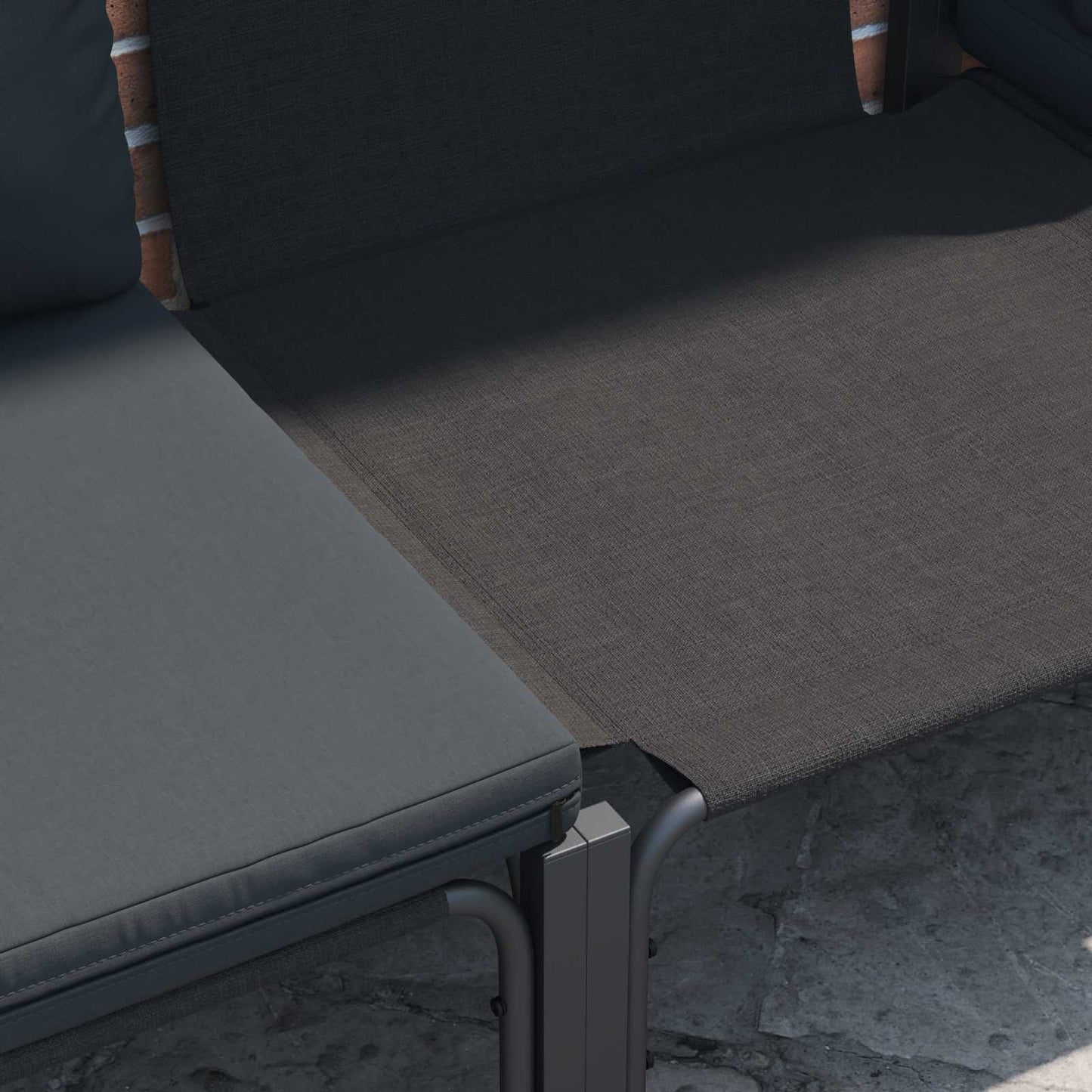 Gartensofa-set mit Kissen 7 pcs Schwarz Stahl