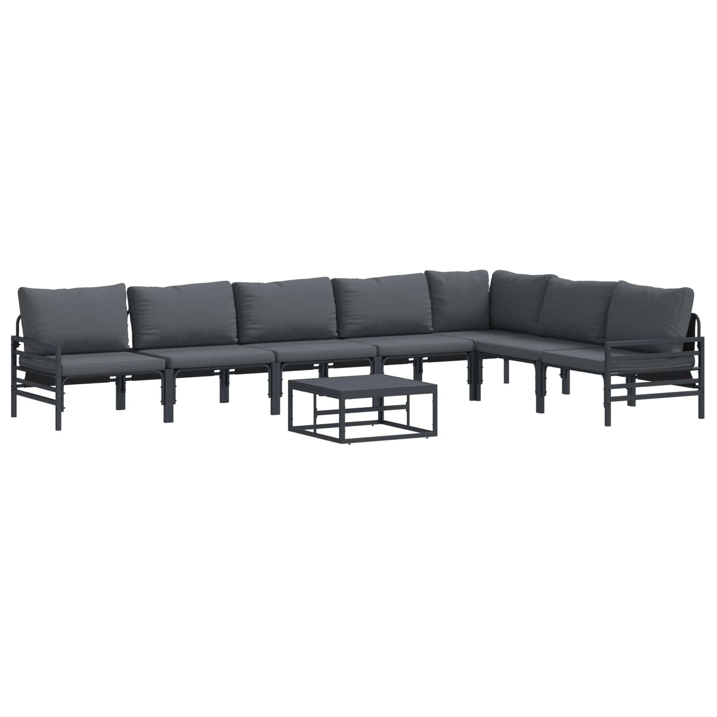 Gartensofa-set mit Kissen 8 pcs Schwarz Stahl
