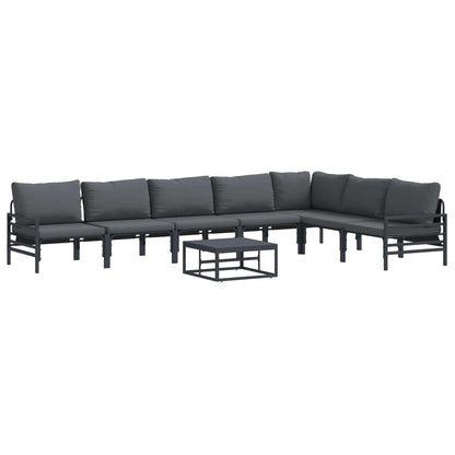 Gartensofa-set mit Kissen 8 pcs Schwarz Stahl
