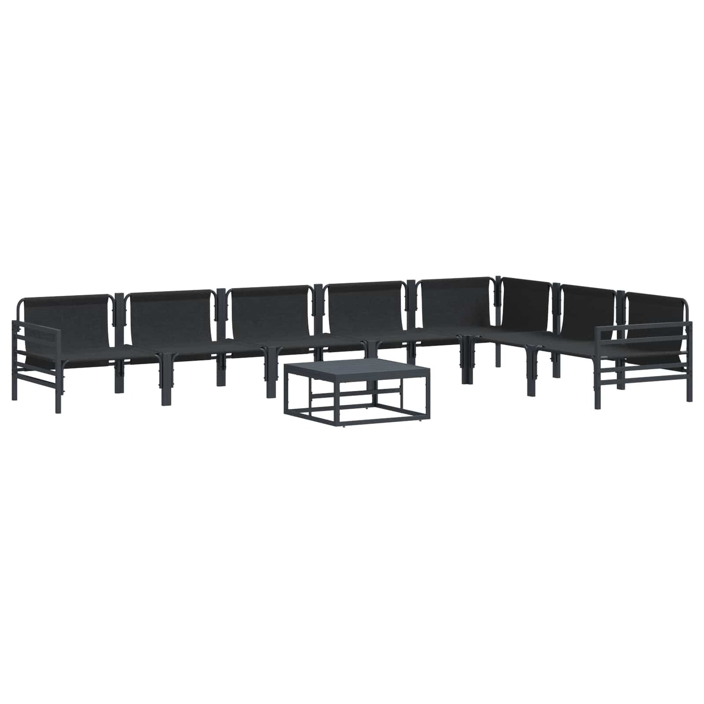 Gartensofa-set mit Kissen 8 pcs Schwarz Stahl
