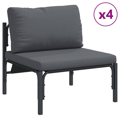 Gartensofa-set mit Kissen 8 pcs Schwarz Stahl