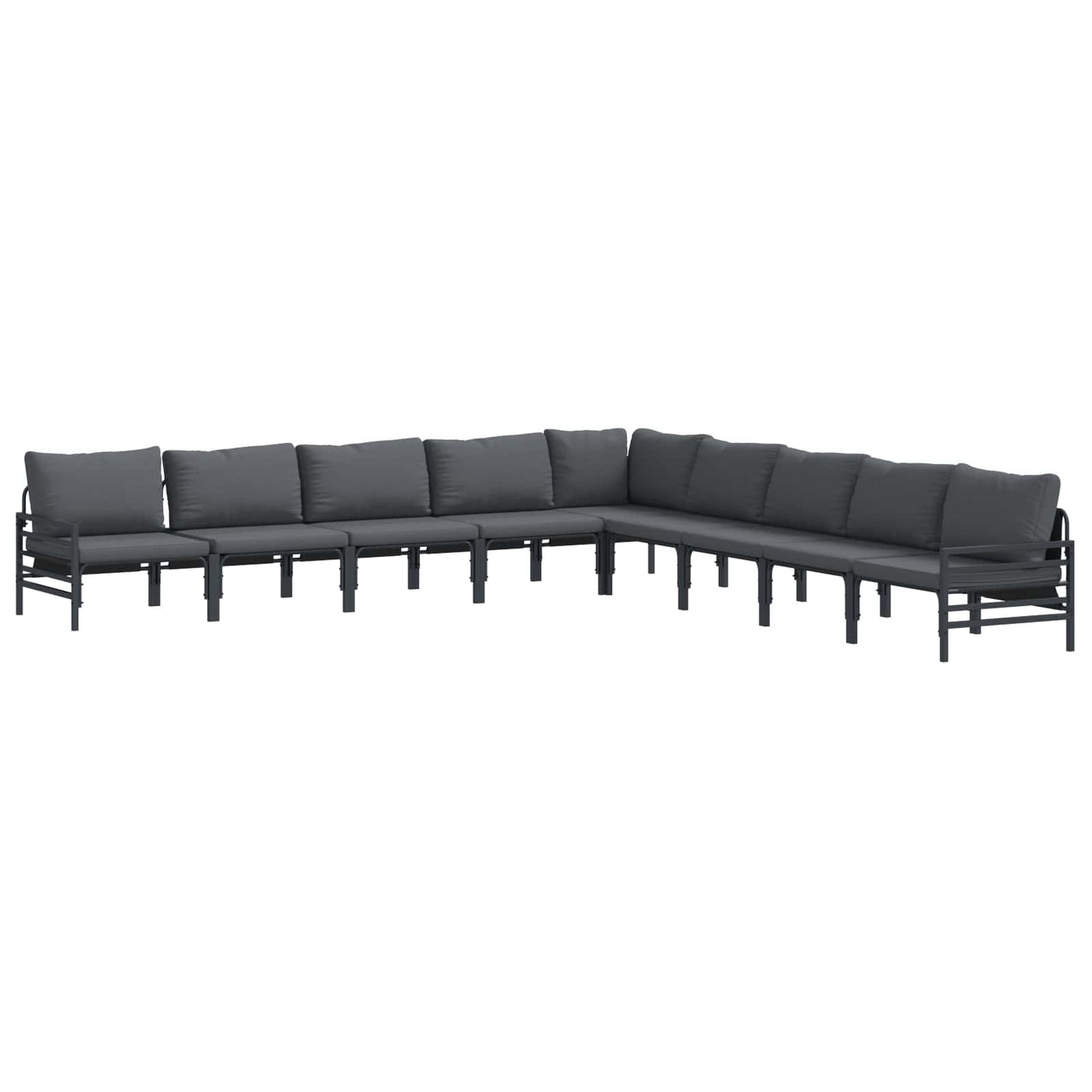 Gartensofa-set mit Kissen 9 pcs Schwarz Stahl