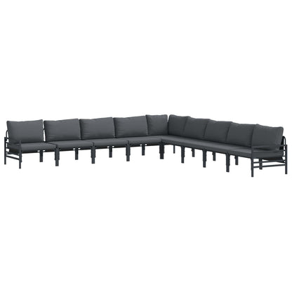 Gartensofa-set mit Kissen 9 pcs Schwarz Stahl