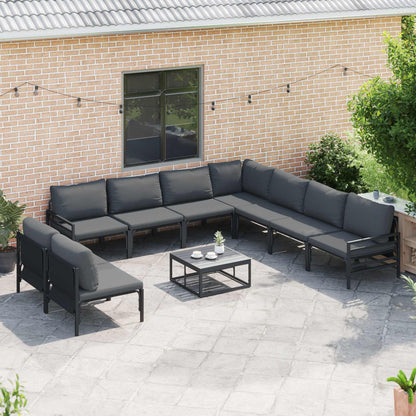 Gartensofa-set mit Kissen 10 pcs Schwarz Stahl