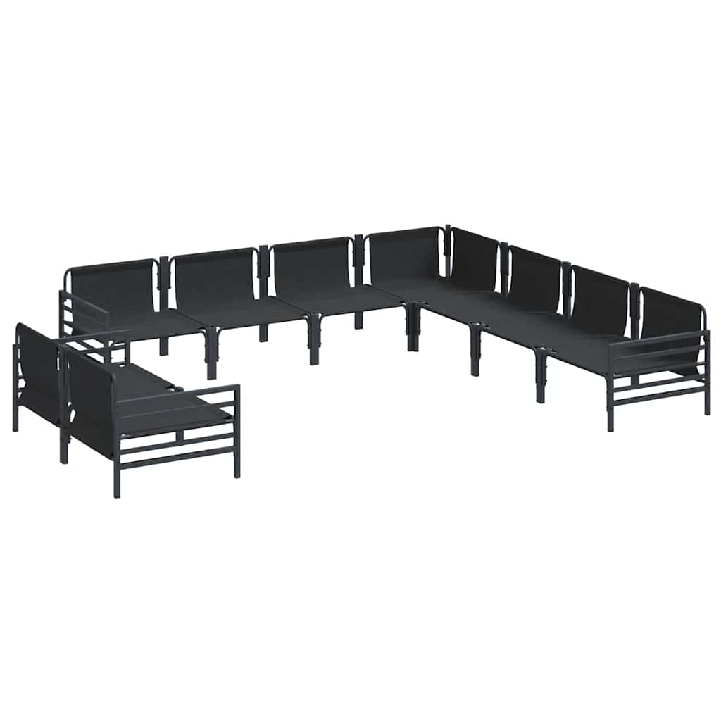 Gartensofa-set mit Kissen 9 pcs Schwarz Stahl