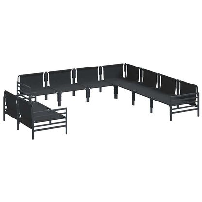 Gartensofa-set mit Kissen 9 pcs Schwarz Stahl