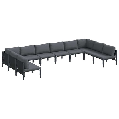Gartensofa-set mit Kissen 10 pcs Schwarz Stahl