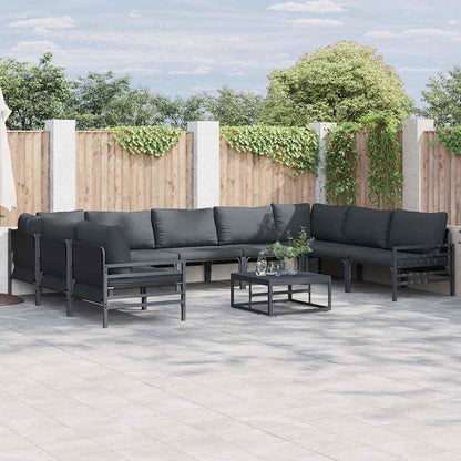 Gartensofa-set mit Kissen 10 pcs Schwarz Stahl