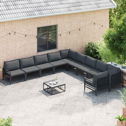 Gartensofa-set mit Kissen 10 pcs Schwarz Stahl