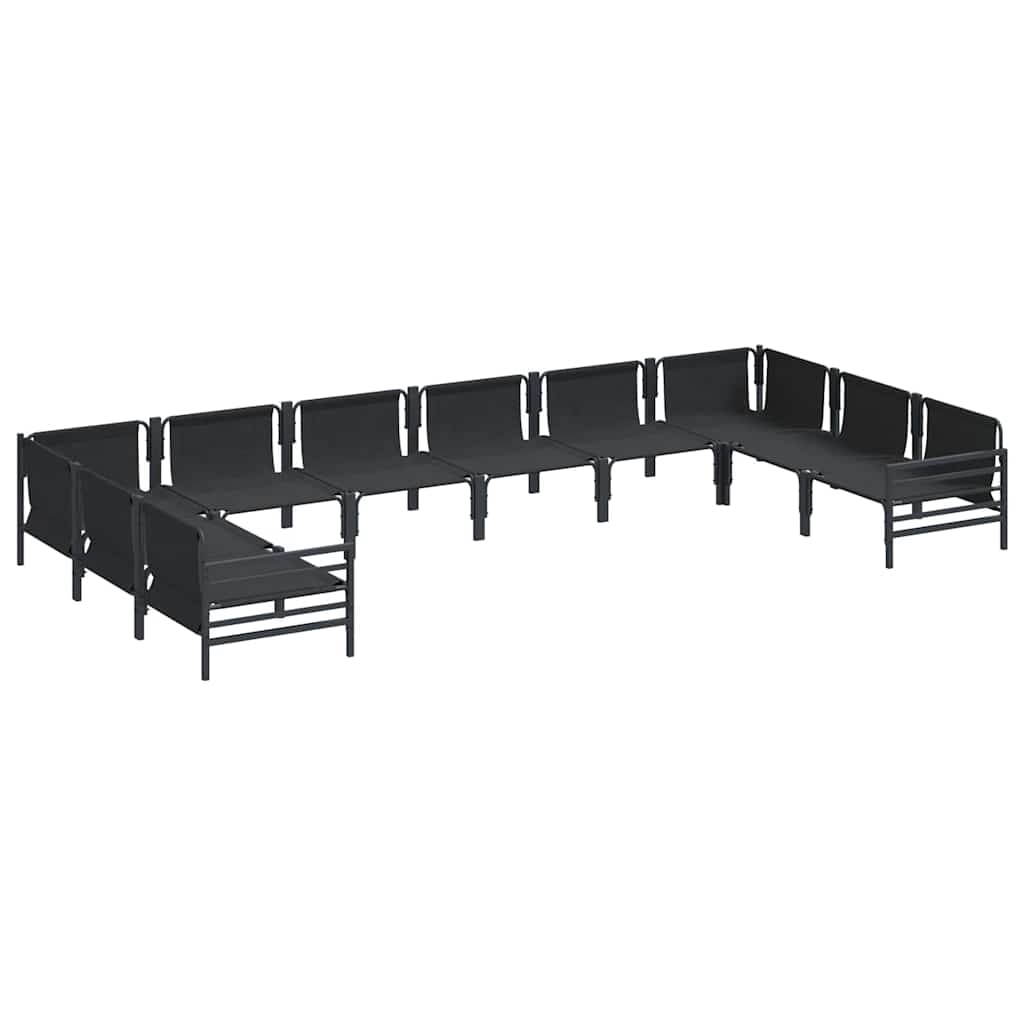 Gartensofa-set mit Kissen 10 pcs Schwarz Stahl