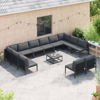 Gartensofa-set mit Kissen 13 pcs Schwarz Stahl